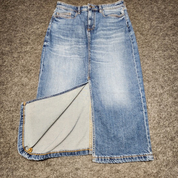 Lands' End Dresses & Skirts - Lands End Womens Denim Jean Long Length Maxi 5 Pocket Skirt Front Slit 8